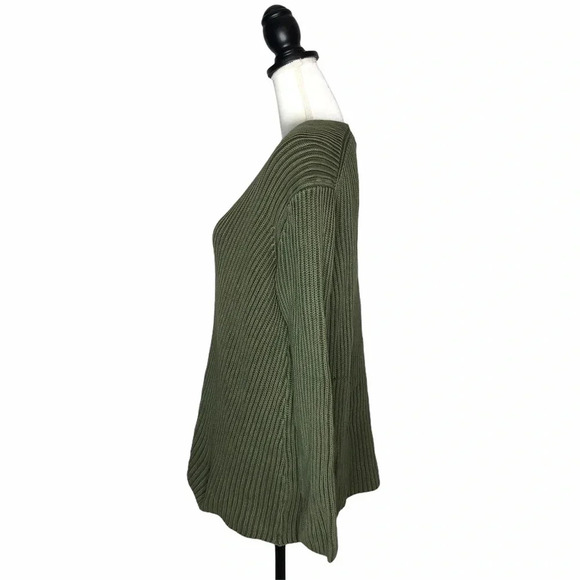 TYLER BÖE Ribbed Scoop Neck Green Long Sleeve Sweater - Picture 4 of 7